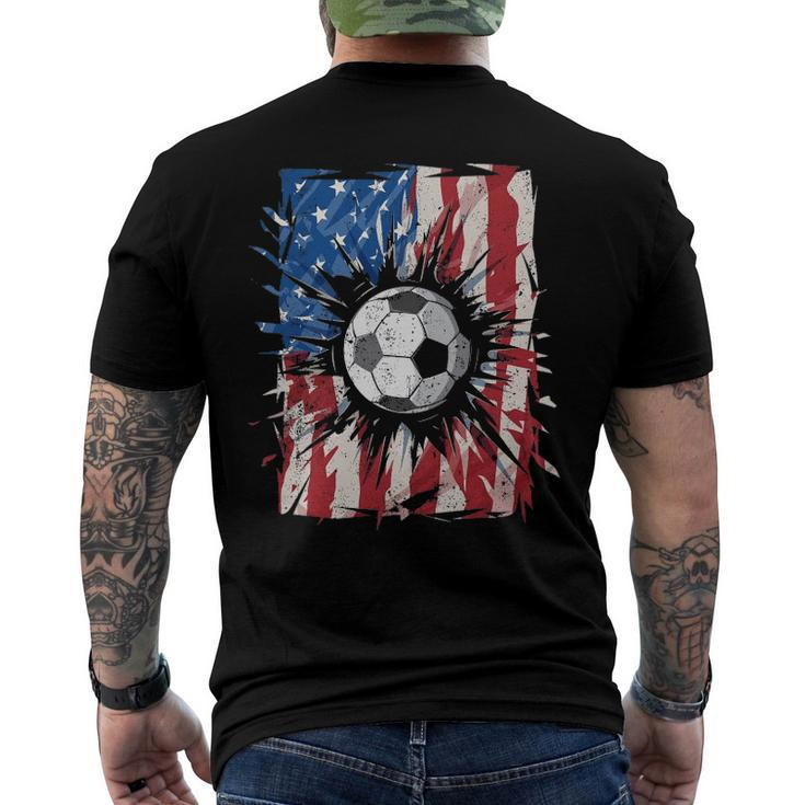 Vintage Soccer 4Th Of July Men Usa American Flag Boys Men's Back Print T-shirt
