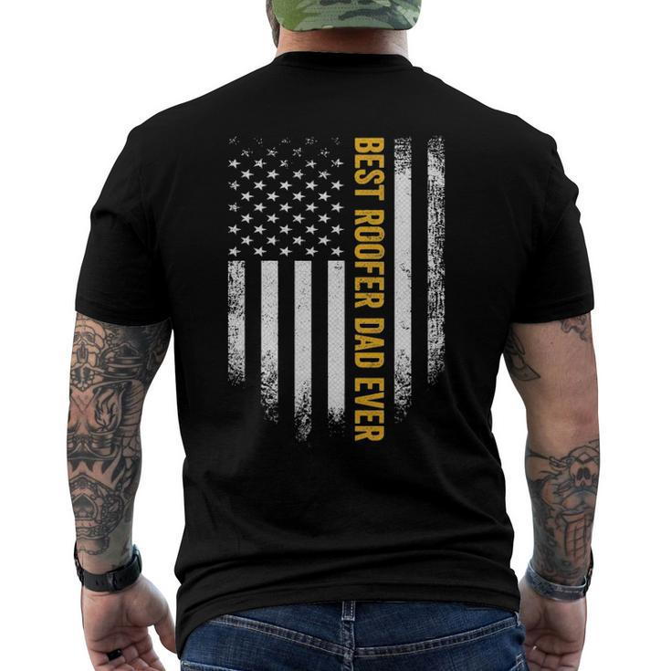Vintage Usa American Flag Best Roofer Dad Ever Men's Back Print T-shirt