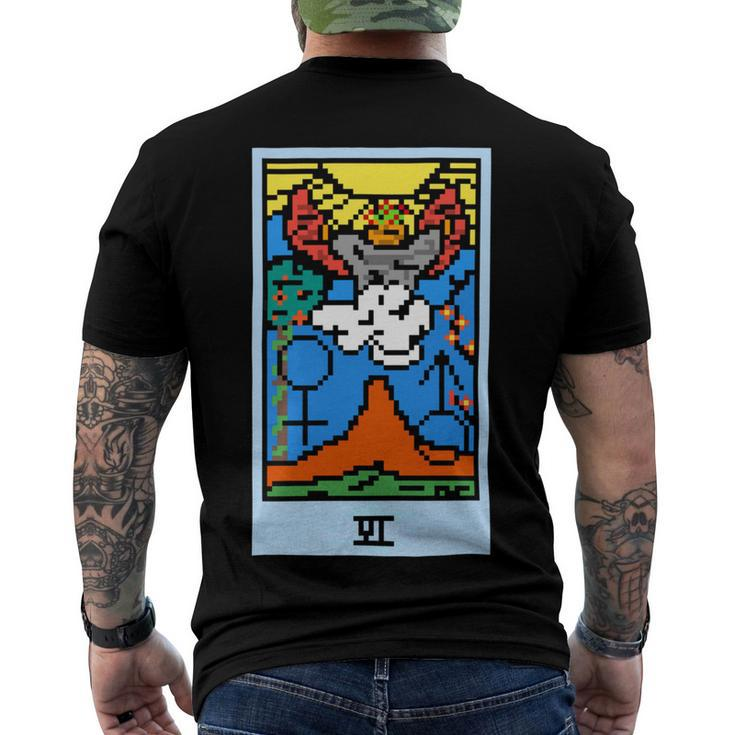 Wait Is This Pixel Art Tarot Yellow - Major Arcana The Lovers Design For Stickers And Men's Crewneck Short Sleeve Back Print T-shirt