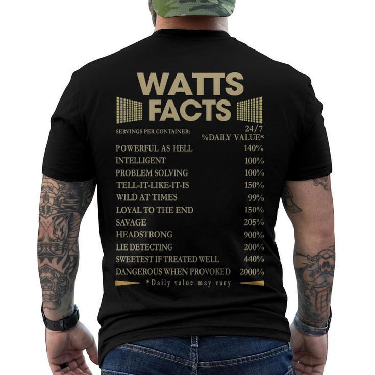 Watts Name Watts Facts Men's T-Shirt Back Print
