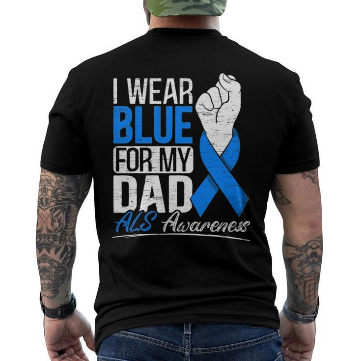I Wear Blue For My Dad Als Awareness Supporter Warrior Men's Back Print T-shirt