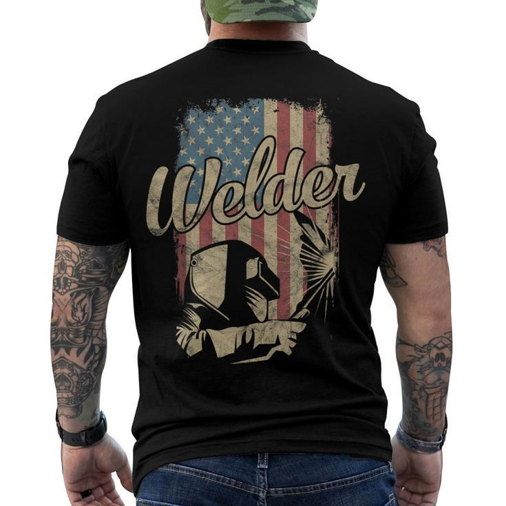 Welder American Flag Welding Usa Patriotic Retro Helmet V2 Men's T-shirt Back Print