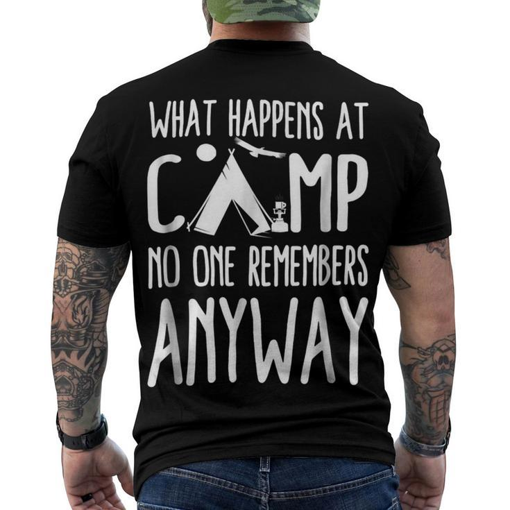What Happens At Camp No One Remembers Anyway Camper Shirt Men's Crewneck Short Sleeve Back Print T-shirt
