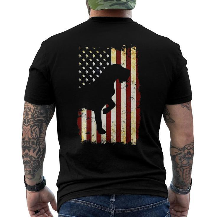 Wirehaired Pointing Griffon Silhouette American Flag Men's Back Print T-shirt