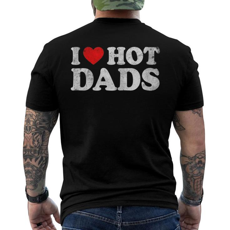Womens I Love Hot Dads  I Heart Hot Dads  Love Hot Dads V-Neck Men's Crewneck Short Sleeve Back Print T-shirt
