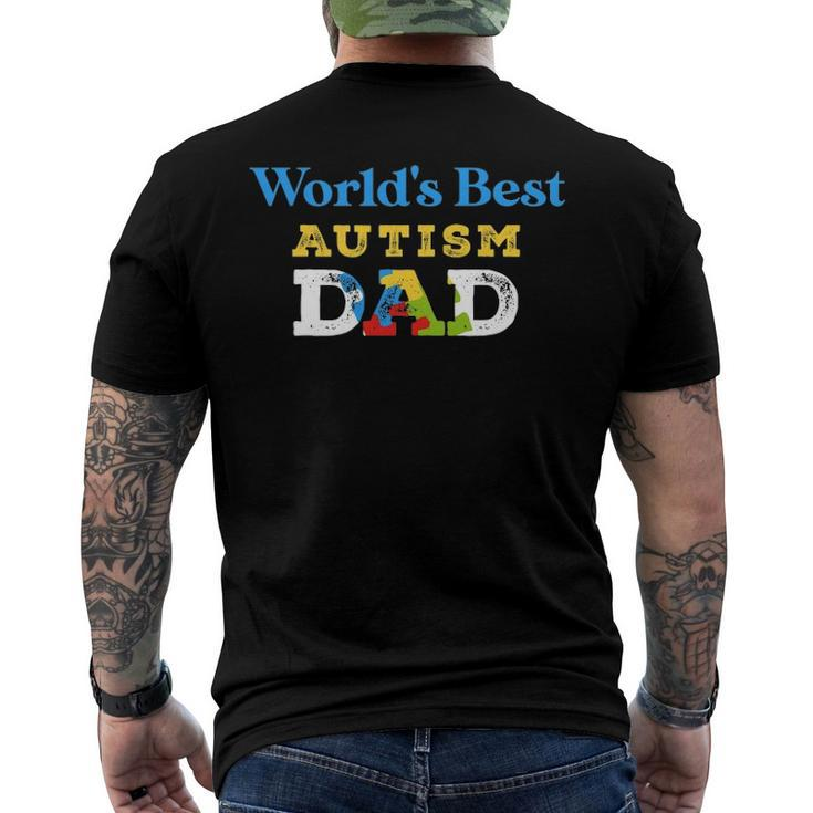 Worlds Best Autism Dad Cool Dad Autism Men's Back Print T-shirt