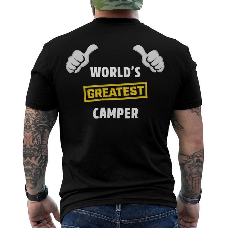 Worlds Greatest Camper Funny Camping Gift Camp T Shirt Men's Crewneck Short Sleeve Back Print T-shirt