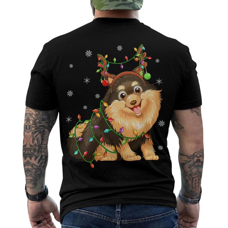 Xmas Lighting Reindeer Hat Pomeranian Dog Christmas T-Shirt Men's T-shirt Back Print