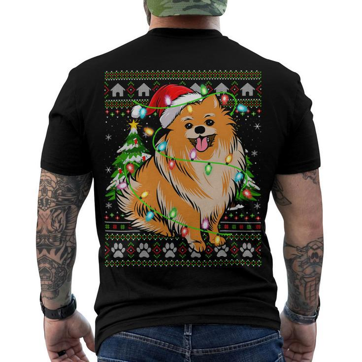 Xmas Lighting Ugly Santa Pomeranian Christmas T-Shirt Men's T-shirt Back Print