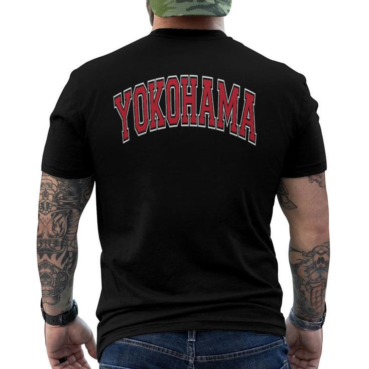 Yokohama Japan Varsity Style Red Text Men's Back Print T-shirt