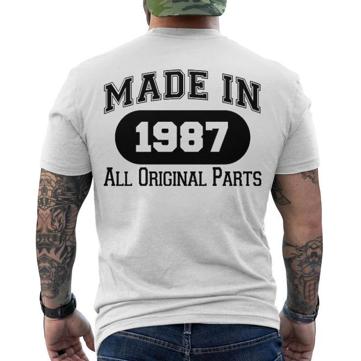 1987 Birthday Made In 1987 All Original Parts Men's T-Shirt Back Print