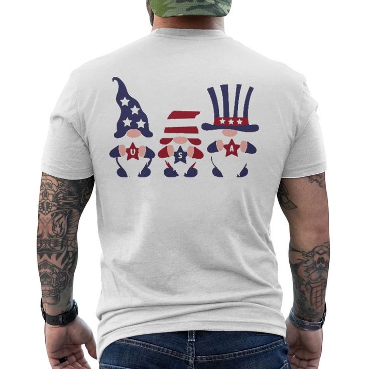 4Th Of July Patriotic Gnomes American Usa Flag Men's Back Print T-shirt