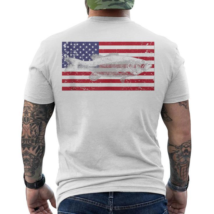 4Th Of July American Flag Bass Fish Usa Distressed Mens Dad Men's T-shirt Back Print