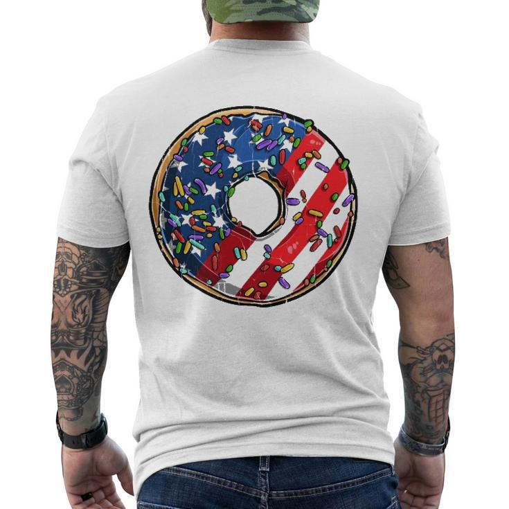 4Th Of July Donut Usa Flag Graphic American Doughnut Men's Back Print T-shirt