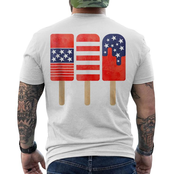 4Th Of July Popsicles Usa Flag Independence Day Patriotic Men's T-shirt Back Print