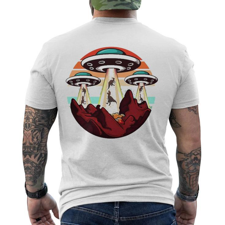 Abduction Alien Ufo Abducting Dinosaur Men's Back Print T-shirt
