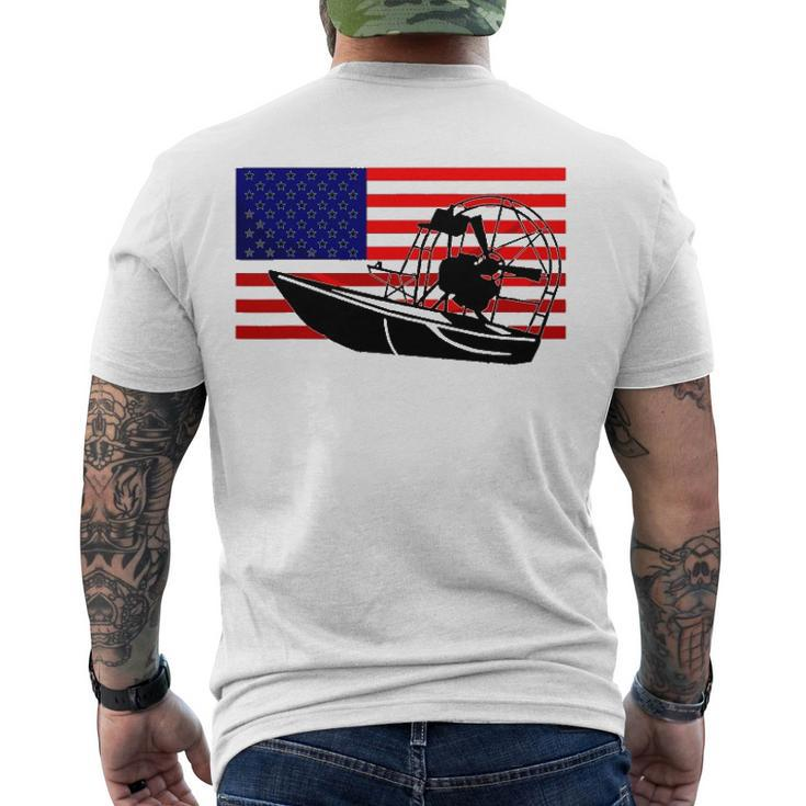 Airboat Us Flag For Men Cool 4Th Of July Captain Men's Back Print T-shirt