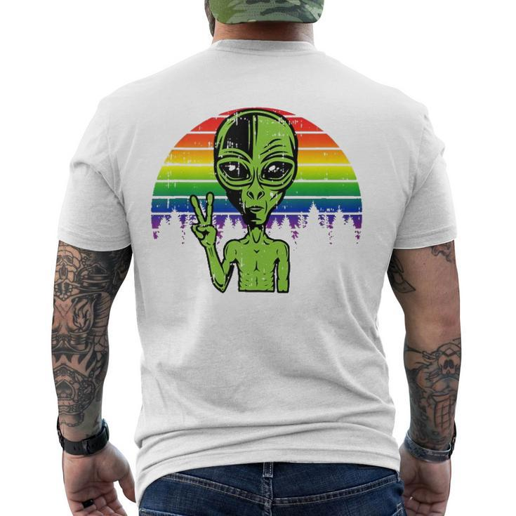 Alien Peace Lgbt Gay Pride Costume Retro Halloween Men's Back Print T-shirt