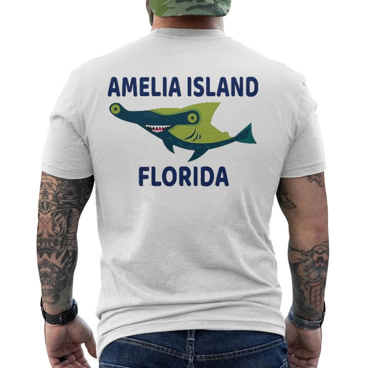 Amelia Island Florida Shark Themed Men's Back Print T-shirt