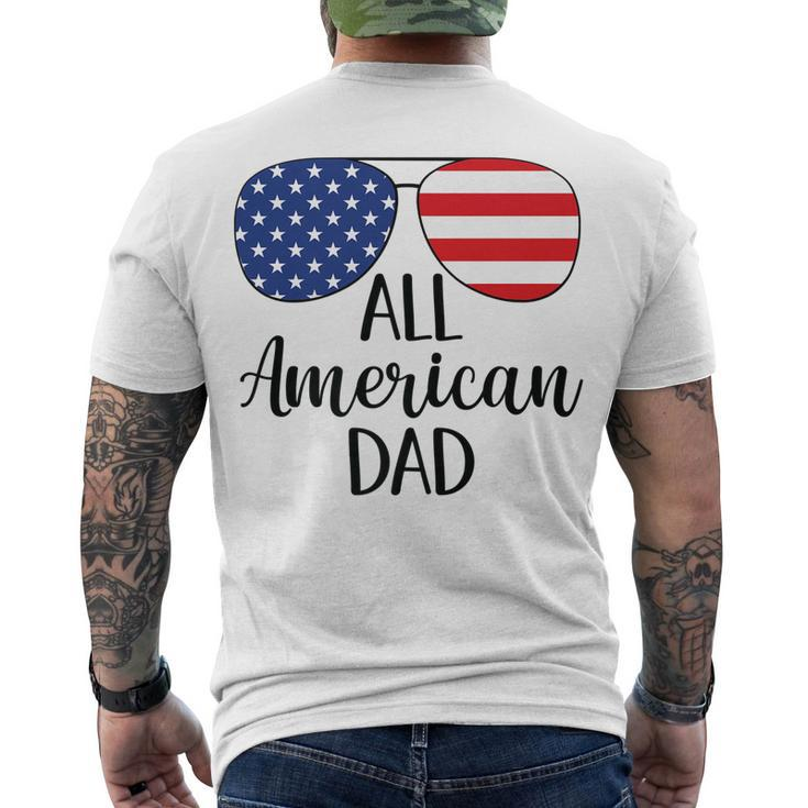 All American Dad Father 4Th Of July Usa Flag Sunglasses Men's T-shirt Back Print