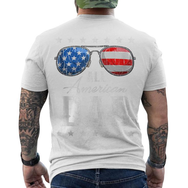 All American Dad Usa Flag Sunglasses 4Th Of July Dad Men's T-shirt Back Print