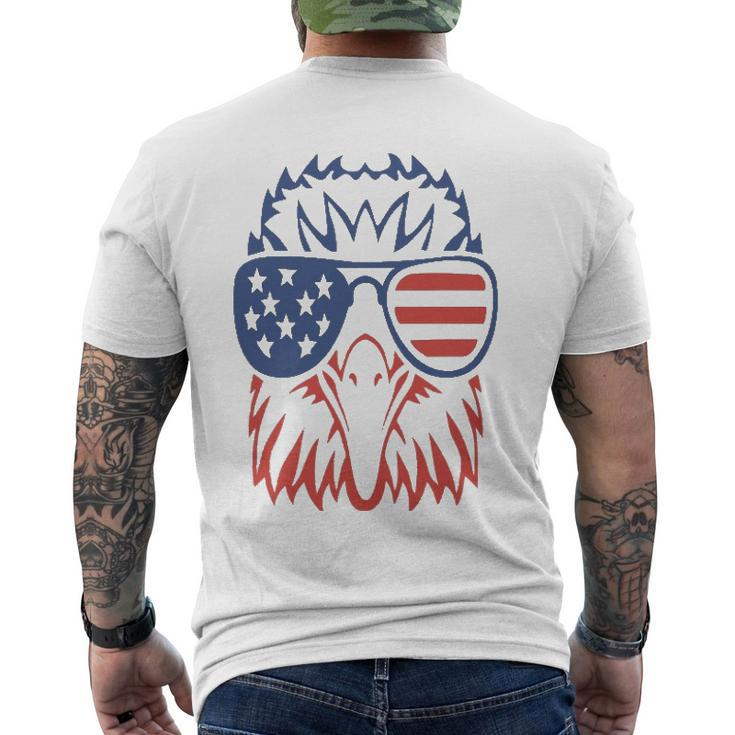 American Flag Eagle 4Th Of July Usa Sunglasses Patriotic Men's Back Print T-shirt
