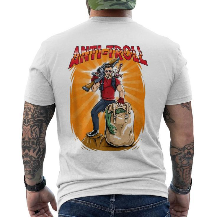 Anti-Troll Green Troll On The Big Bag Men's Back Print T-shirt