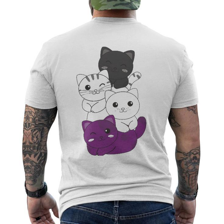 Asexual Flag Pride Lgbtq Cats Asexual Cat Men's Back Print T-shirt
