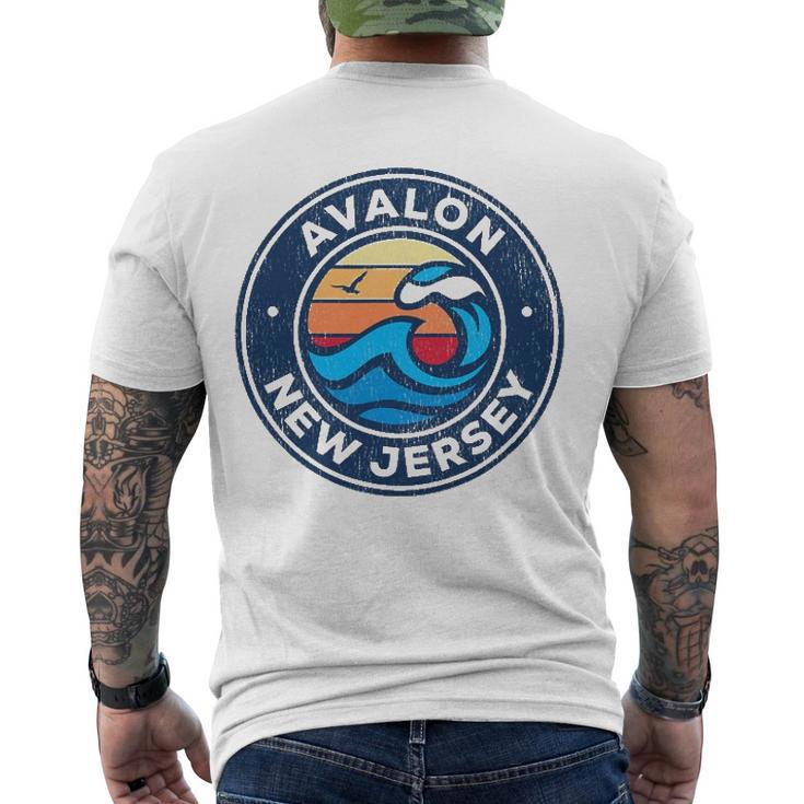 Avalon New Jersey Nj Vintage Nautical Waves Men's Back Print T-shirt