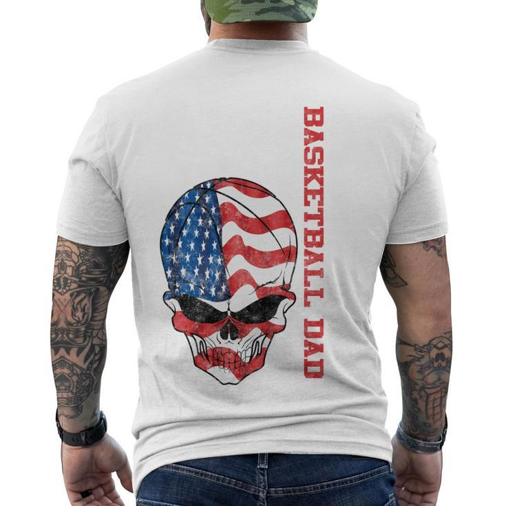 Basketball Dad American Flag Skull Patriotic 4Th Of July Men's T-shirt Back Print