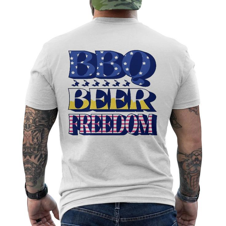 Bbq Beer Freedom 4Th Of July Men's Back Print T-shirt