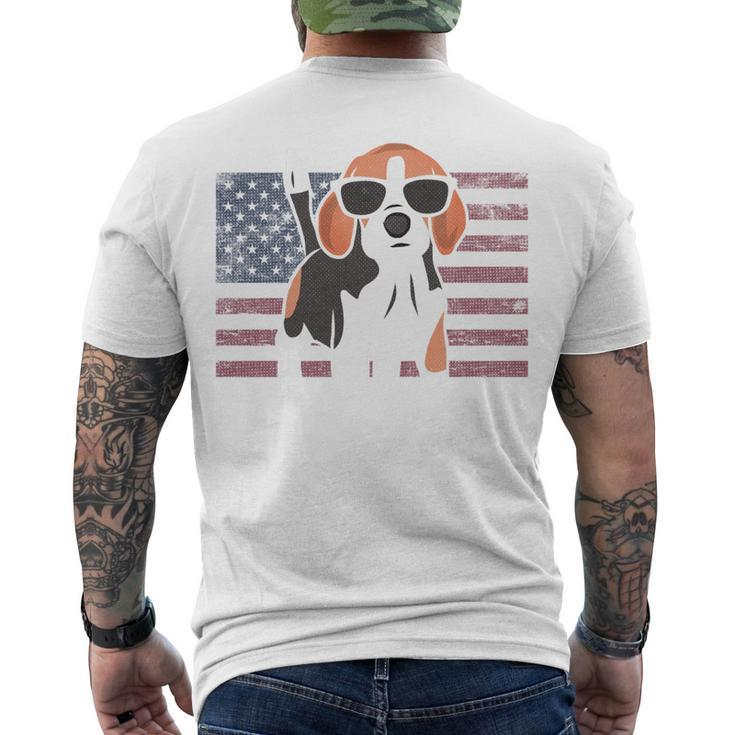 Beagle Dad American Flag 4Th Of July Patriotic Beagle Men's T-shirt Back Print