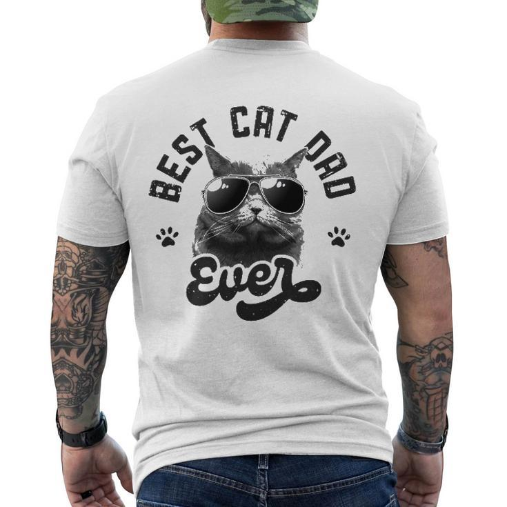 Best Cat Dad Ever Daddy Fathers Day Retro Vintage Men Men's Back Print T-shirt
