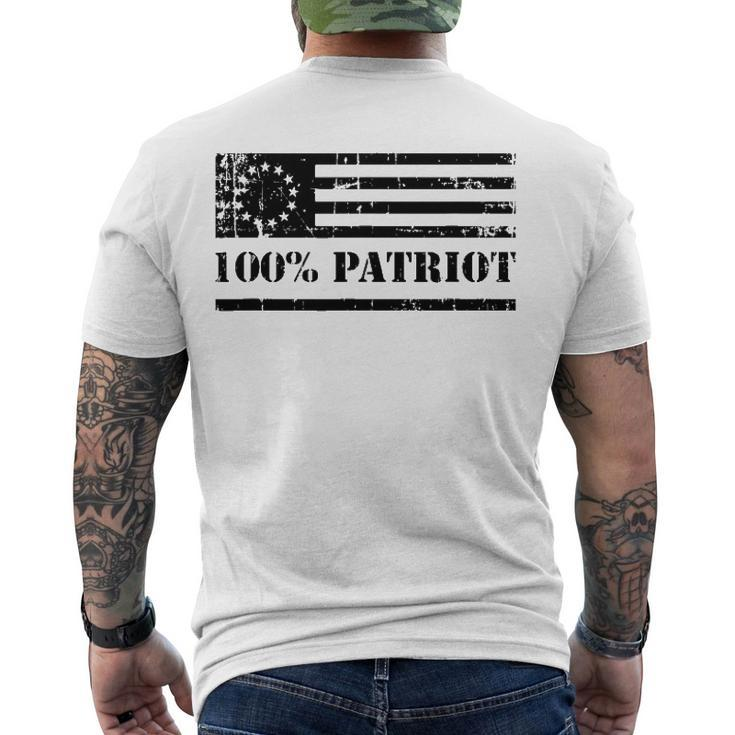 Betsy Ross Flag 100 Percent Patriot Men's Back Print T-shirt