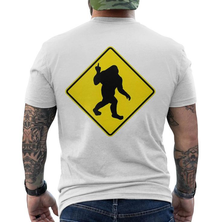 Bigfoot Sasquatch Crossing Middle Finger Novelty Men's Back Print T-shirt