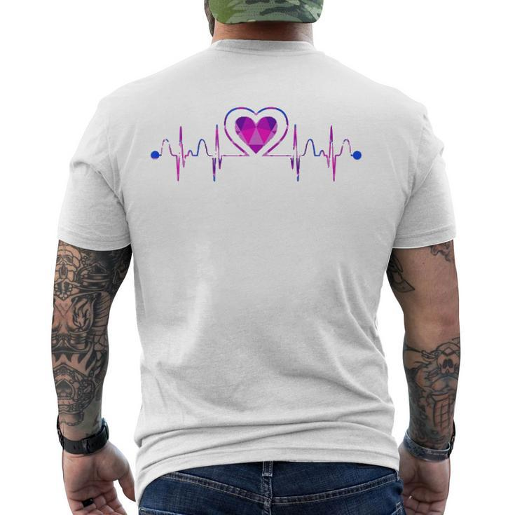 Bisexual Flag Bi Pride Heartbeat Queer Heart Bisexual Men's Back Print T-shirt