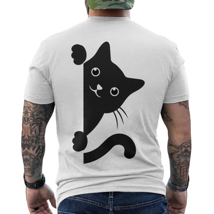 Black Cat Peeking Men's Crewneck Short Sleeve Back Print T-shirt