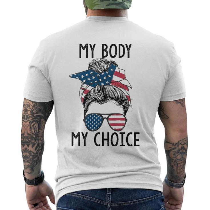 My Body My Choice Pro Choice Messy Bun Us Flag Feminist Men's Back Print T-shirt