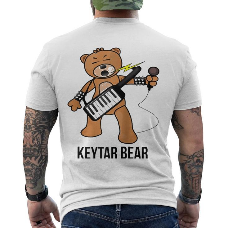 Boston Keytar Bear Street Performer Keyboard Playing Raglan Baseball Tee Men's Back Print T-shirt