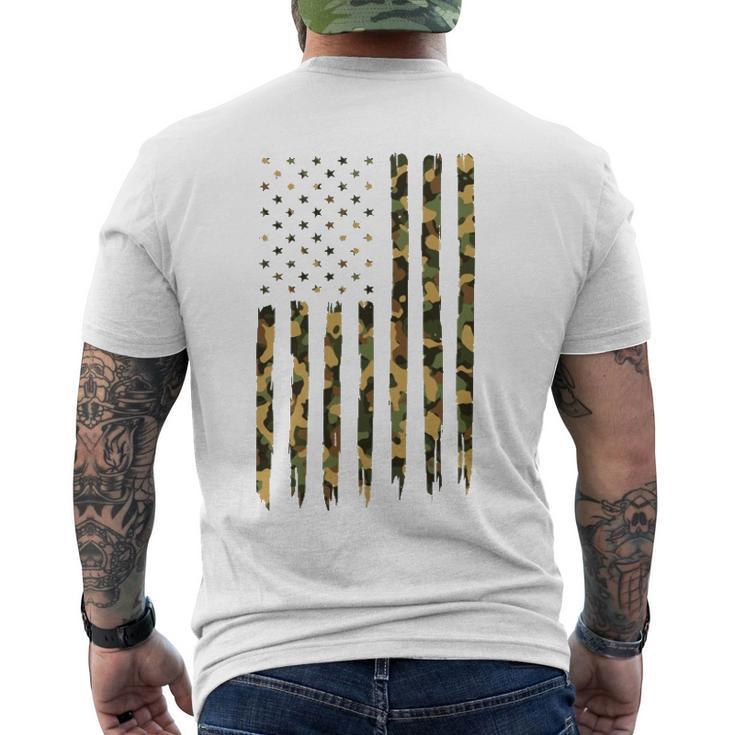 Camo American Flag - Vintage American Flag Men's Back Print T-shirt