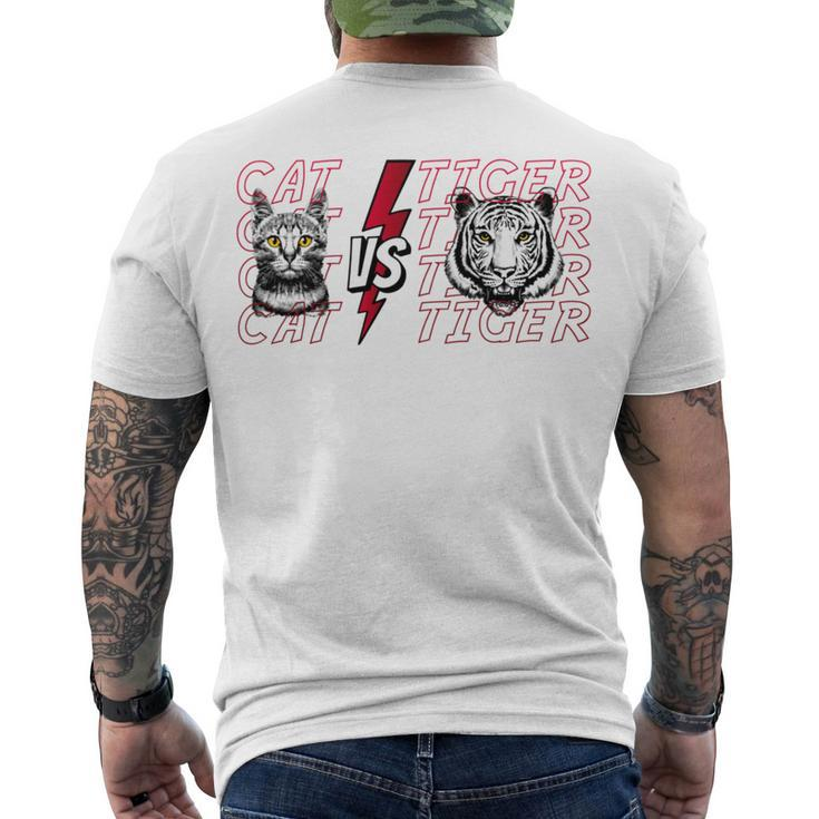 Cat Vs Tiger Gift Birthday Holiday By Mesa Cute Black Men's Crewneck Short Sleeve Back Print T-shirt