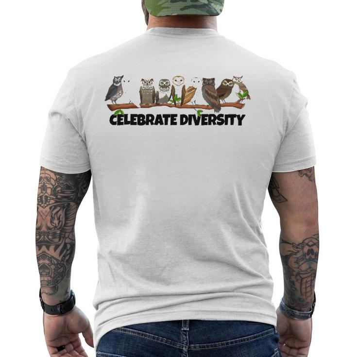 Celebrate Diversity Clothing Type Of Owls Apparel Owl Lovers Men's Back Print T-shirt