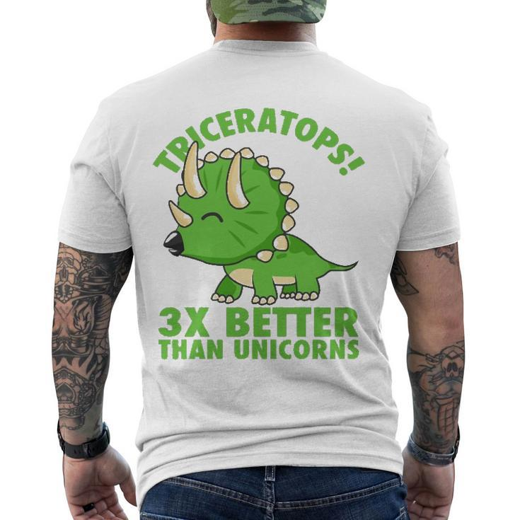 Cool Triceratops 3X Better Than Unicorns Dinosaur Men's Back Print T-shirt