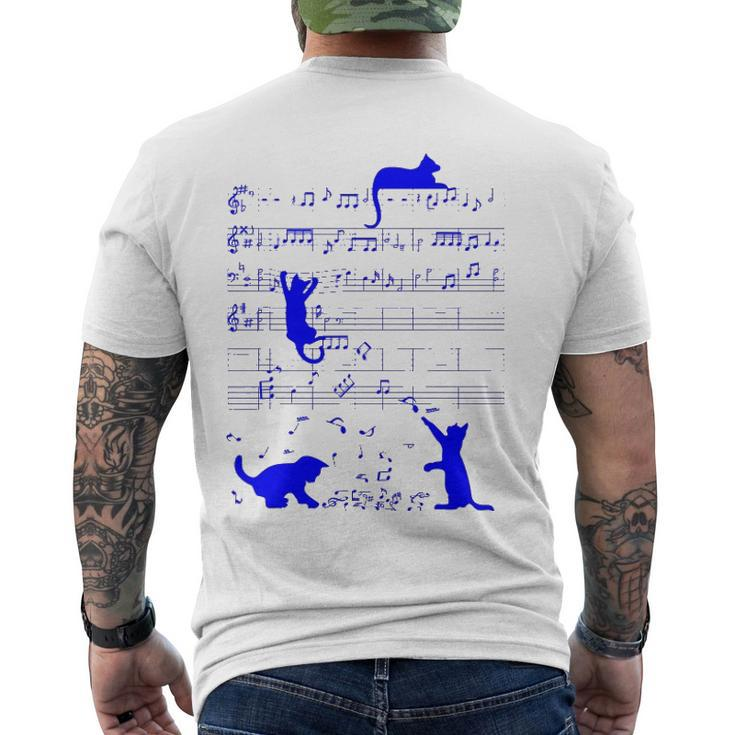 Cute Cats Kitty Music Notes Musician Art Men's Back Print T-shirt