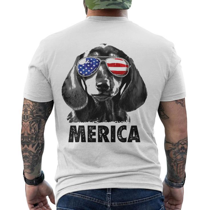 Dachshund 4Th Of July Merica Men American Flag Sunglasses Men's Back Print T-shirt