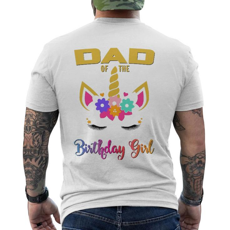 Dad Of The Birthday Girl Unicorn Matching Men's Back Print T-shirt