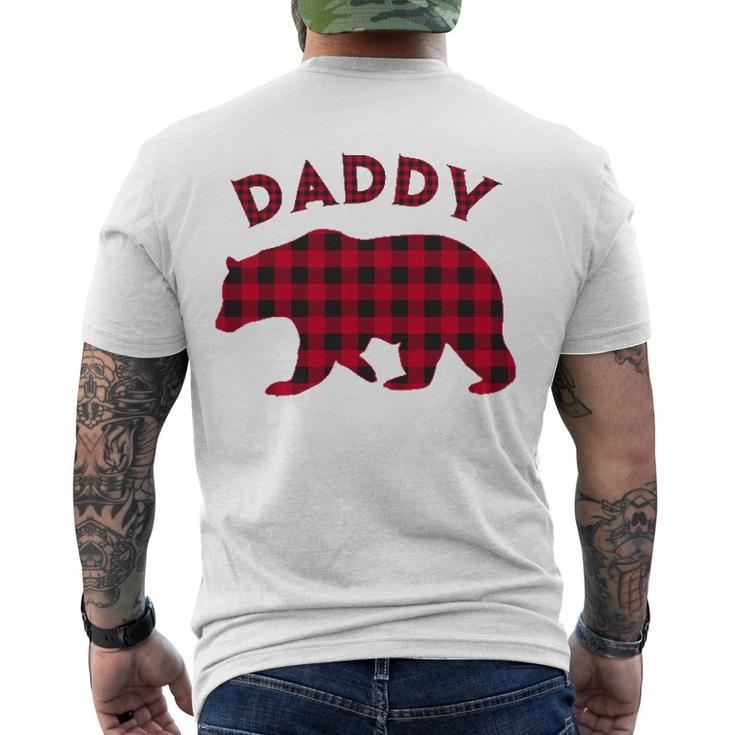 Mens Daddy Bear Red Plaid Christmas Buffalo Pajama Men's Back Print T-shirt