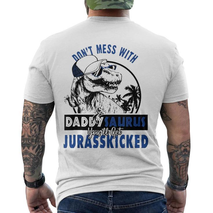 Daddysaurus Dad Husband Fathers Day Matching Dinosaur Men's Back Print T-shirt
