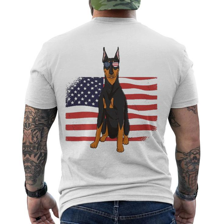 Doberman Dad & Mom American Flag 4Th Of July Usa Dog Men's Back Print T-shirt