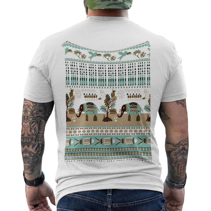 Elephant - Floral And Animal Seamless Pattern Men's Crewneck Short Sleeve Back Print T-shirt